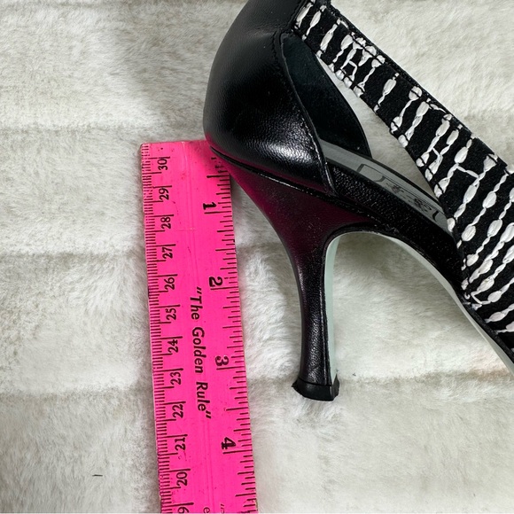 Cynthia Rowley 🦊 Black and White Peep toe Heels Sz 5.5 - Picture 3 of 8